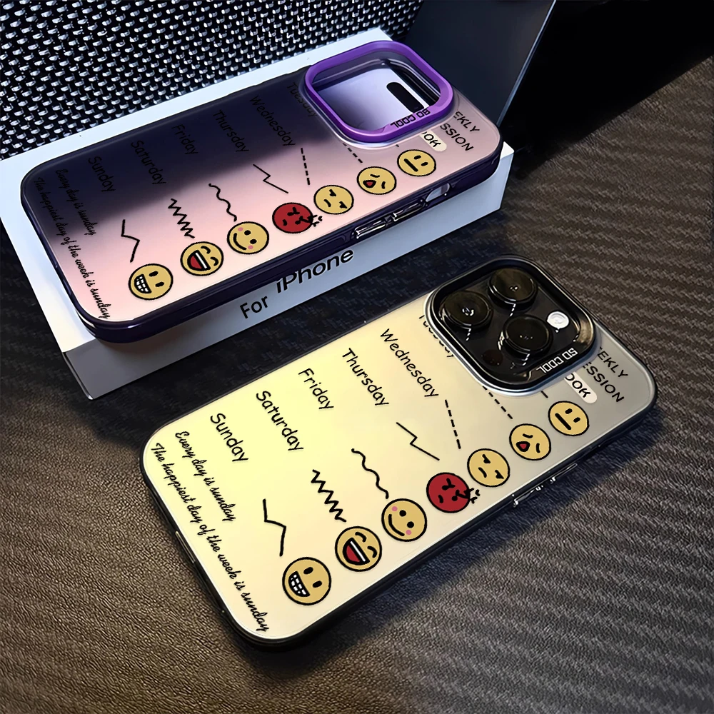

Weekly Expression Look Creative Durable Stylish Phone Case for iPhone 17 Pro Max 16 E 15 14 Plus 13 12 11 Protective Cover