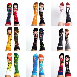 New Fashion Funny Creative Unisex Socks Men Women Irregular AB Trendy One Size Summer Autumn Cartoon Crew Socks Bulk Wholesale