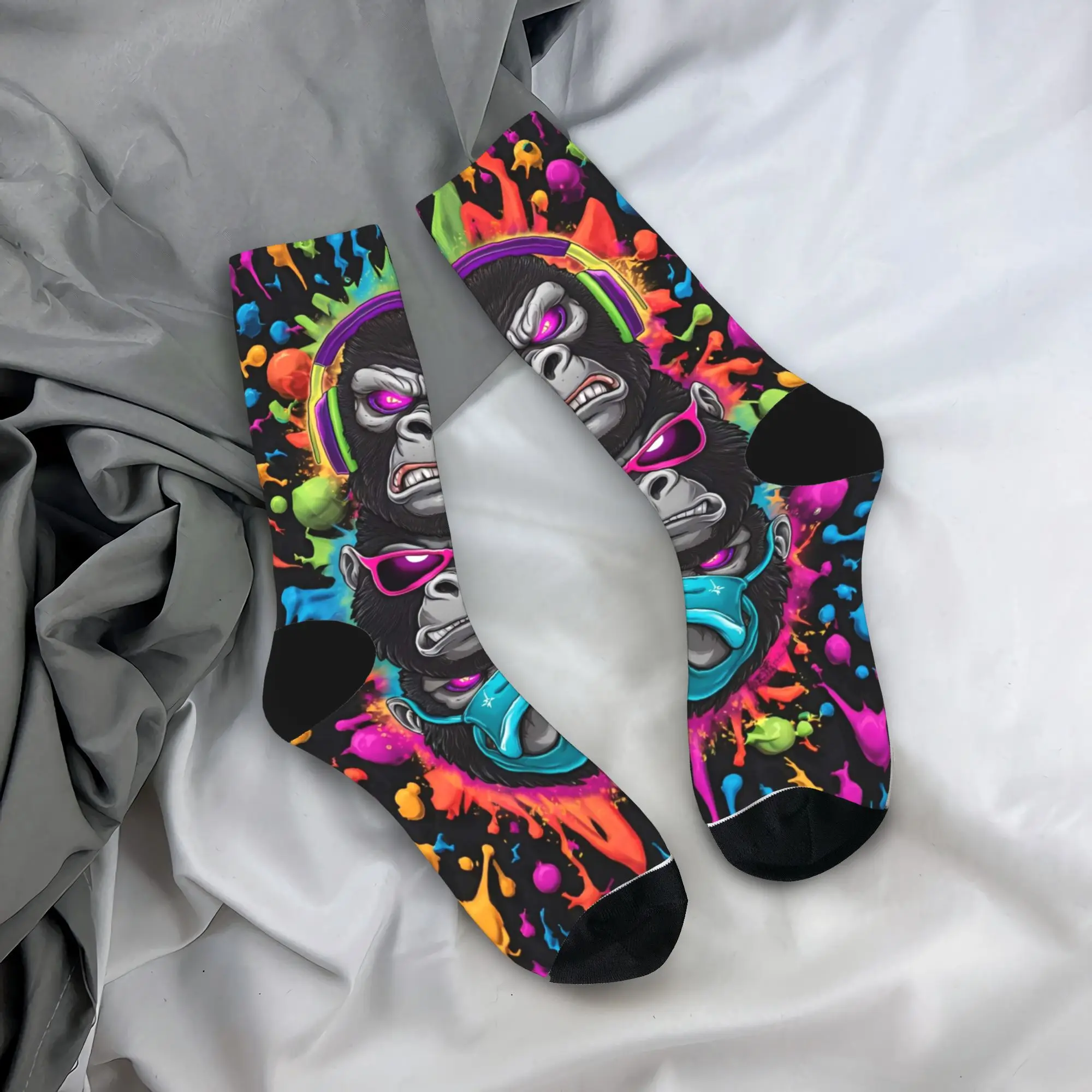 

Мужские носки унисекс, чулки в стиле гориллы, осенние кавайные мягкие дышащие носки с принтом, противопотовые носки для скейтборда