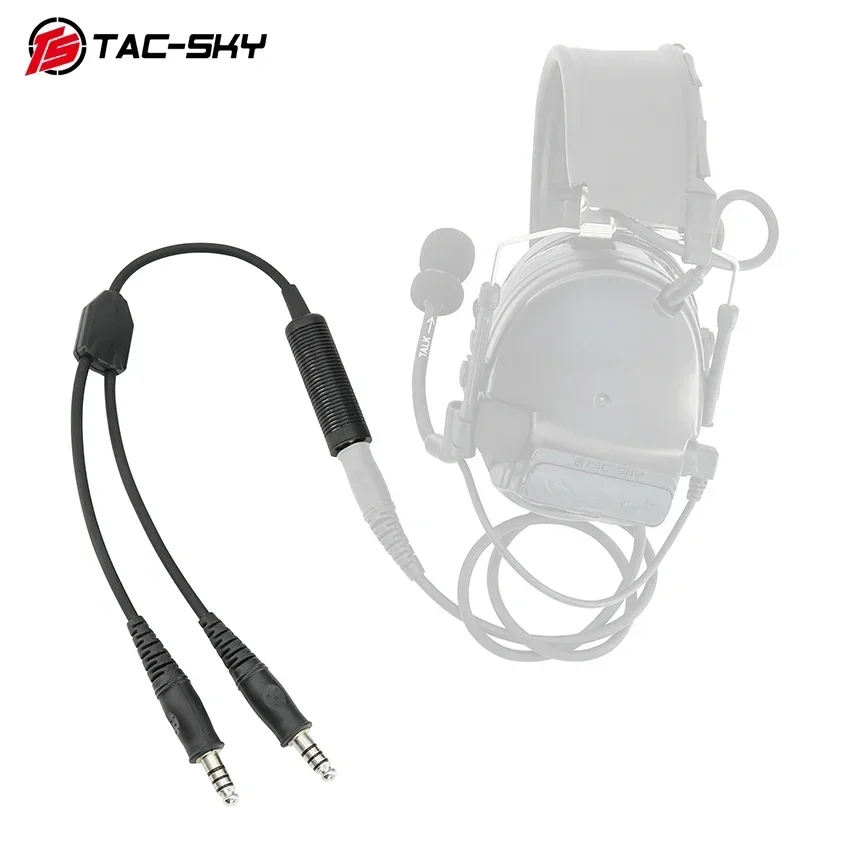 Tactical Headset Adapter Single Pass to Dual Pass Cable Compatible with COMTA SORDIN Tactical Hunting Shooting Headset