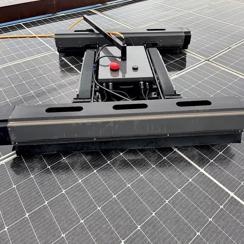 High Power Dual  Solar Panel Cleaning Robot, 48V Battery Water Washing Aluminium Alloy Remote Control