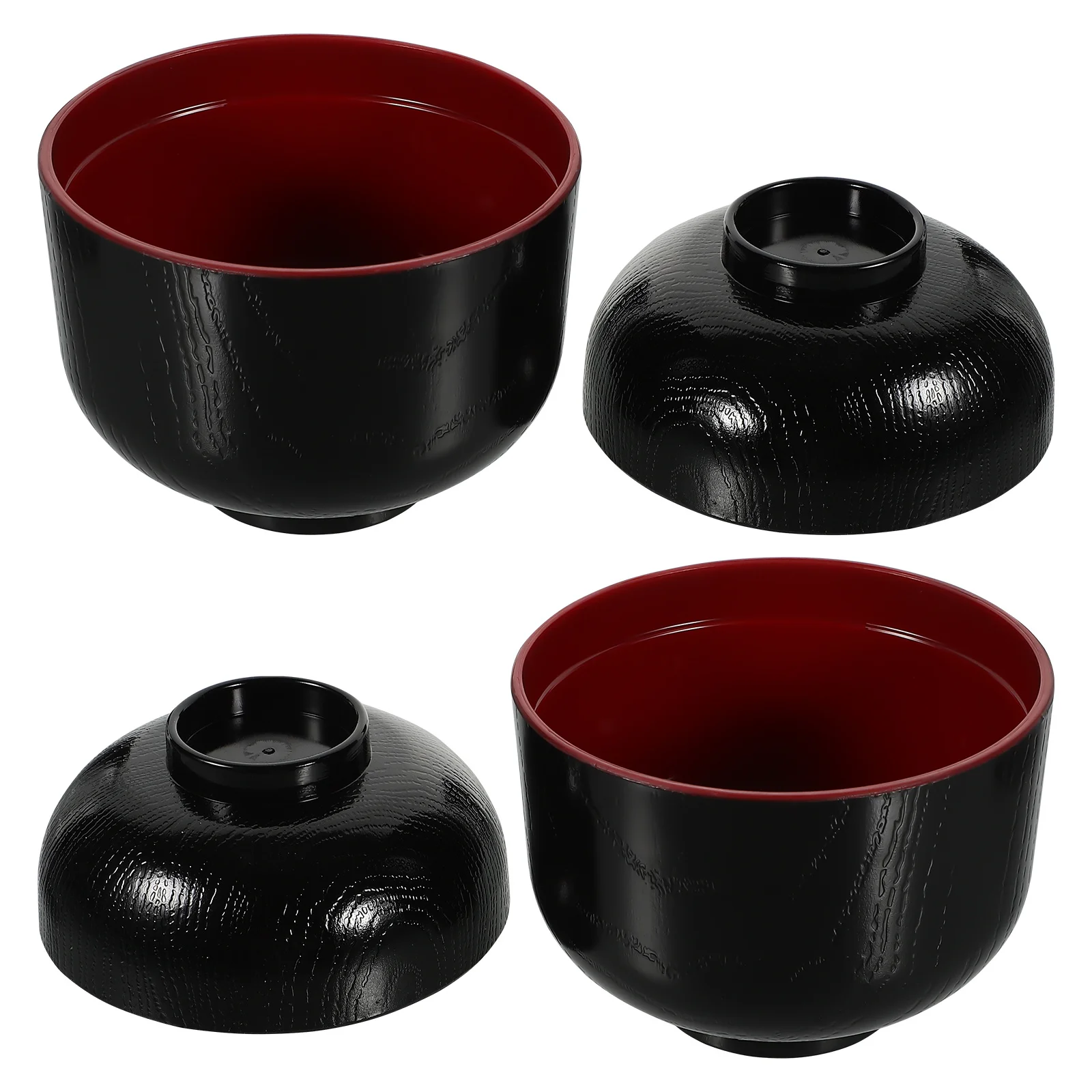 

2Pcs Japanese Style Miso Soup Bowl Small Salad Appetizer Bowls Textured Easy Grip Dishwasher Safe with Lid Small Bowl