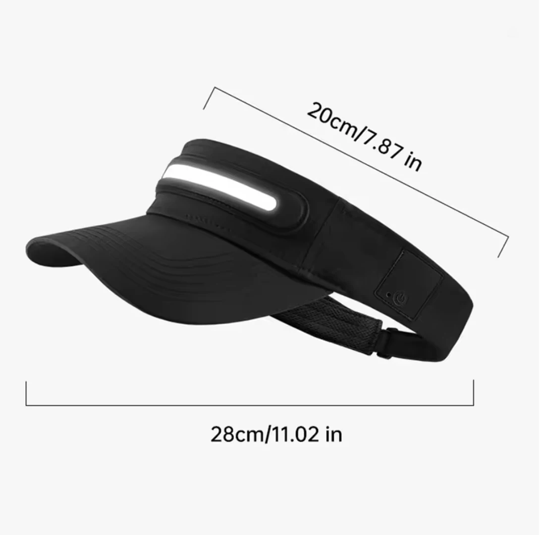 LED Cycling Hat with 40 Beads Headlight - Adjustable Night Glow Cap for Running/Fitness, Breathable Acrylic Fabric, Unisex Comfo