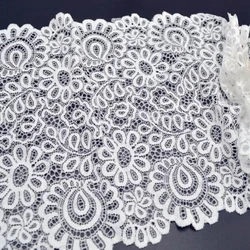 2Yards White Black Elastic Flower Lace Fabric DIY Crafts Sewing Decoration Accessories 22CM Wide