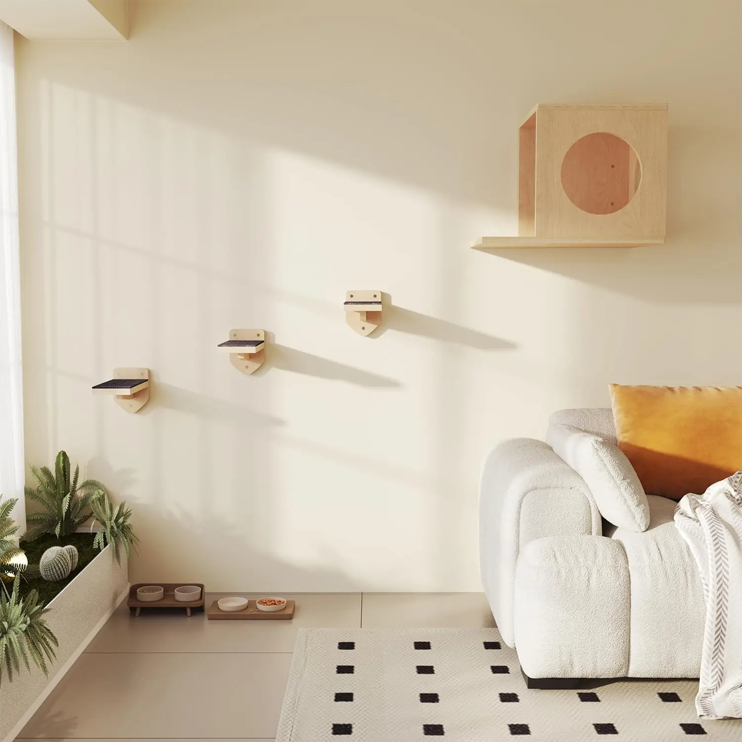 

Cat Wall Shelves with 3 Steps, Wall-Mounted Furniture for Indoor Cats and Kittens