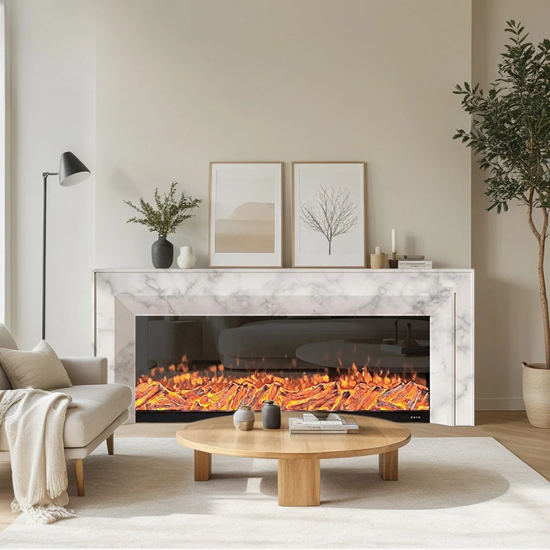 European fireplace TV cabinet simulation flame heating electronic fireplace villa living room light lu xury imitation