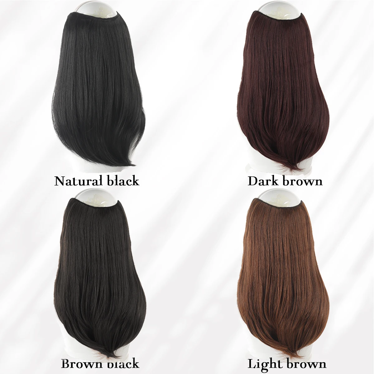 قطعة وصلات شعر صناعية على شكل حرف U دبوس شعر نسائي بطبقات على شعر مستعار مقاوم للحرارة مقاس 16 بوصة باللون الأسود للاستخدام اليومي #3