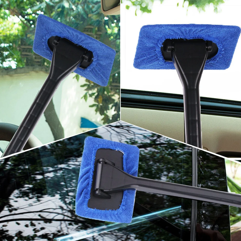 Auto Windshield Cleaning Brush Long Handle Car Window Windshield Cleaner Wash Tool Microfiber Glass Wiper Defogging Wiping Brush