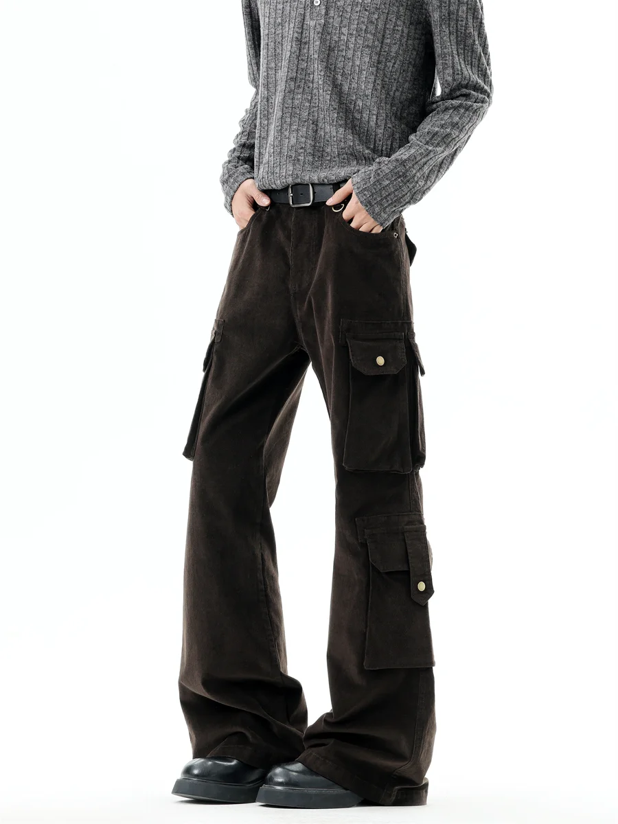 

American Retro Coffee Color Men's Workwear Pants Loose Straight Casual Wide Leg Cargo Pants Slimming Bombproof Trousers