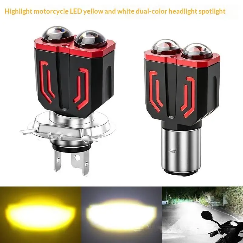 1Pcs BA20D H4 LED Motorcycle Headlight 1200LM Super Bright Fog Lamp for Motorbike ATV Street Bike Retrofit