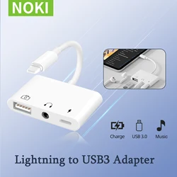 Błyskawica iPhone do USB3 OTG Adapter 3.5mm słuchawki Audio Jack rozdzielacz dla iPhone14/13/12/iPad z ładowaniem