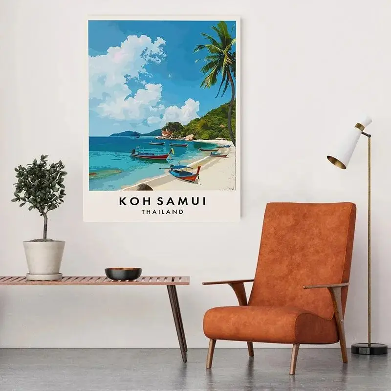 تايلاند السفر الفن فوكيت شيانغ ماي كوه فانغان بانكوك مدينة المشهد المشارك آسيا مشهد قماش الفن اللوحة جدار ديكور المنزل #5