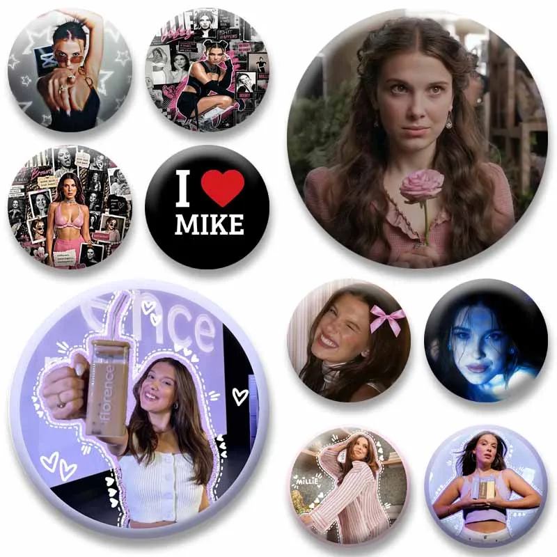 Broches Redondos Creativos de la Actriz Millie Brown, Insignias para Solapa, Adornos para Mochilas, Ropa, Sombreros, Joyería, Regalos