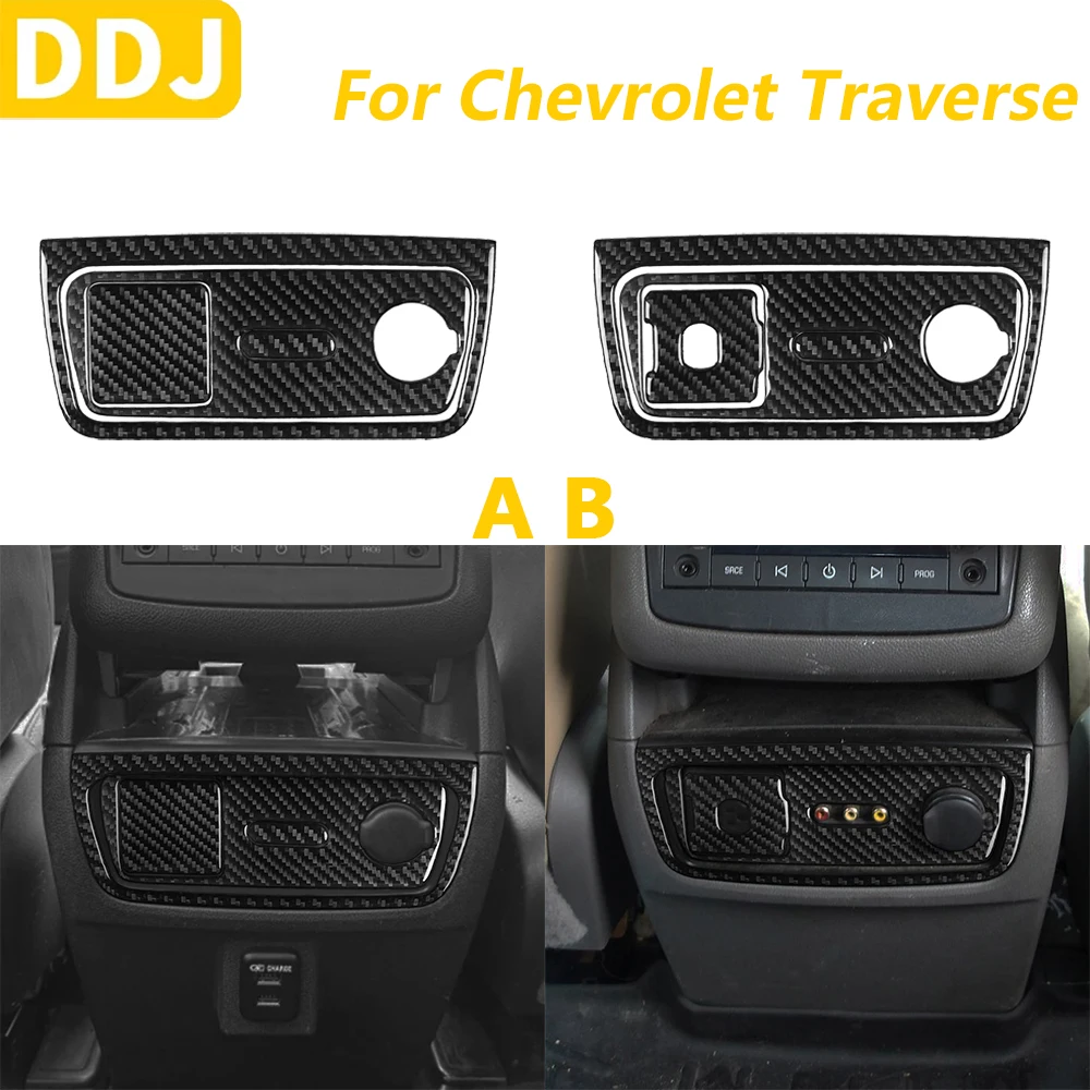 

For Chevrolet Traverse 2013-2017 Carbon Fiber Rear Cigarette Lighter Charging Port Surround Trim Set Car Accessories Sticker