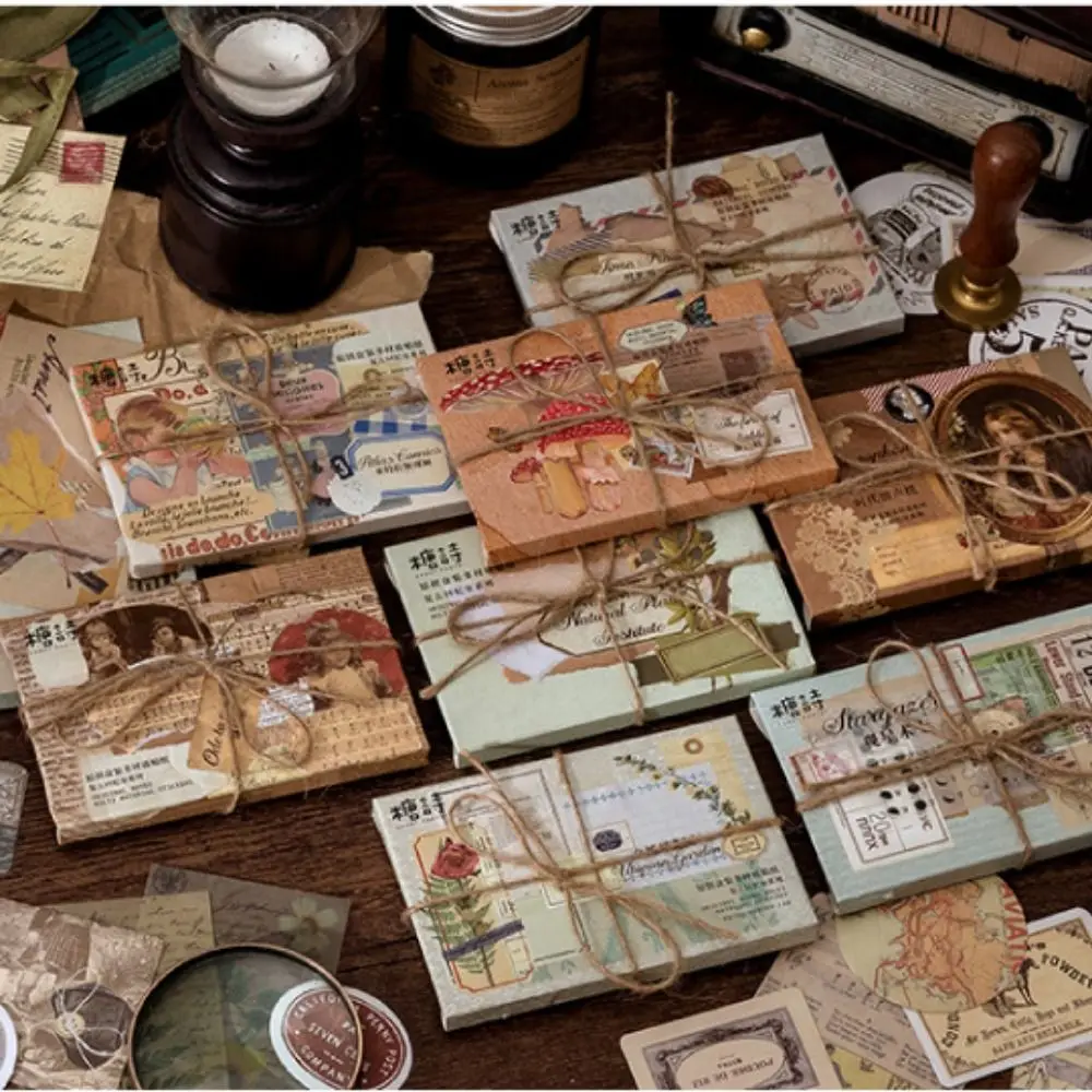 مقاوم للماء ملصقات القرطاسية خمر الإبداعية فراشة الزهور النبات سلسلة ملصقات الحيوانات الأليفة الكرتون DIY بها بنفسك سكرابوكينغ المواد