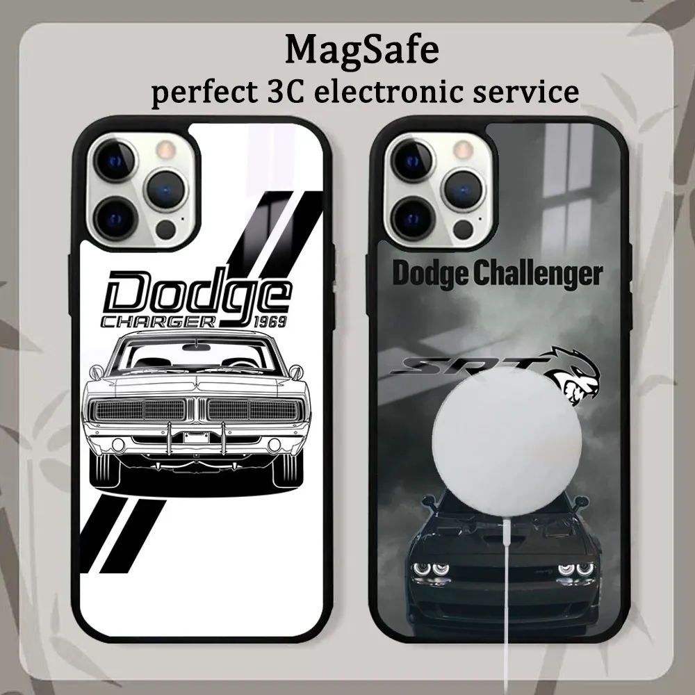 D-Dodge C-Challenger S-SRT H- Hellcat Phone Case For IPhone 16 15 14 13 12 11 Pro Max Plus Mini Magsafe Mirror Wireless Magnetic