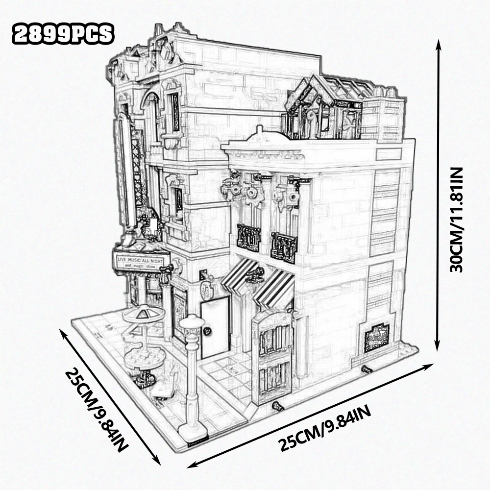 Creative Expert Bricks Bank Cafe Corner MOC Street View City Model House Pet Shop Town Hall Downtown Diner Bouwstenen Speelgoed - afbeelding 1