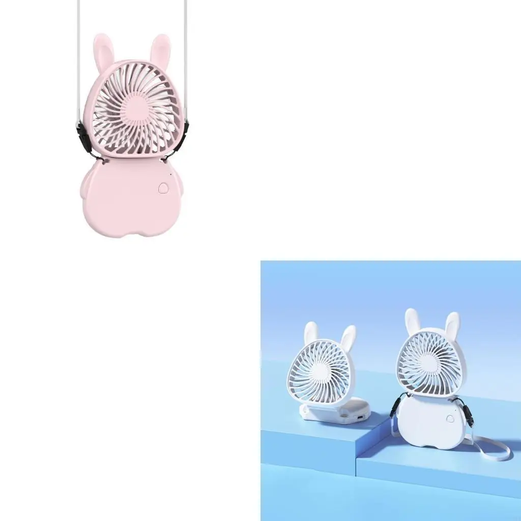 F92F Foldable Necks Fan Lightweight Fan Neck Straps Fan Desk Fan Handhelds Fan Cooling Fan Plastic Material for Outdoor Indoor