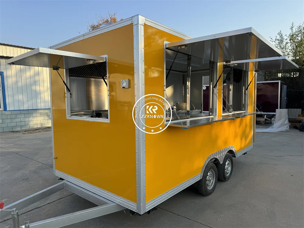 

Concession Ice Cream Cart Food Truck Mobile Kitchen Fully Equipped Street Coffee Kiosk Food Trailer Hot Dog Cart