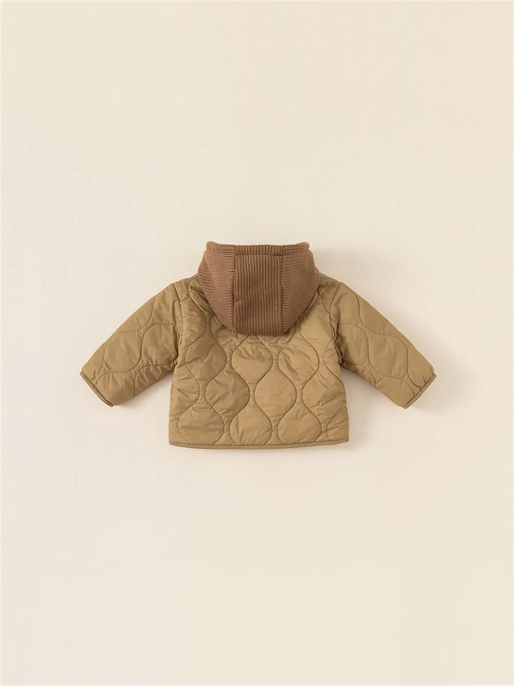 Winter Color Matching Quilted Jacket For Children Cardigan Long-Sleeved Hooded Warm Cotton Clothes 2023 New Solid Padded Coat