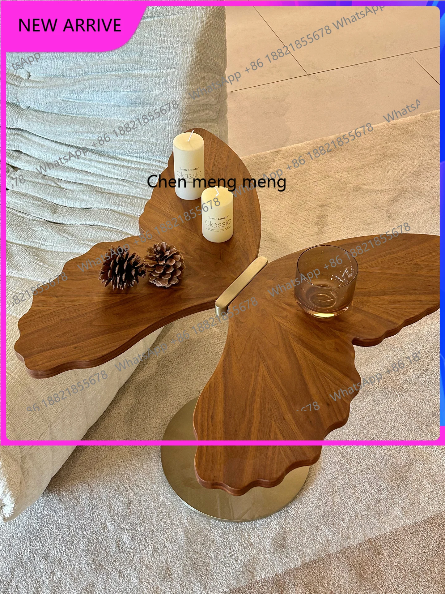 

Butterfly side table simple modern living room bedroom household walnut small coffee table A
