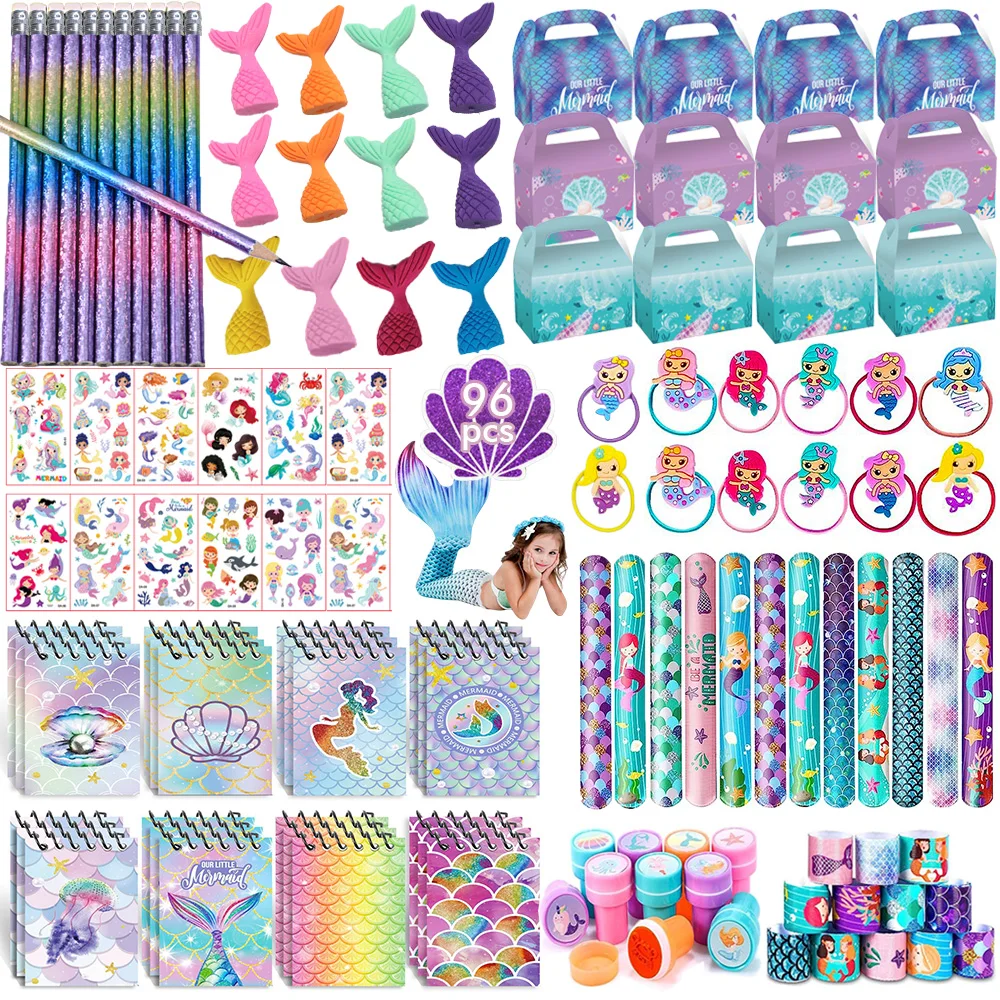 Fournitures de fête d'anniversaire sirène pour filles, cadeaux de fête, jouets de décoration, école