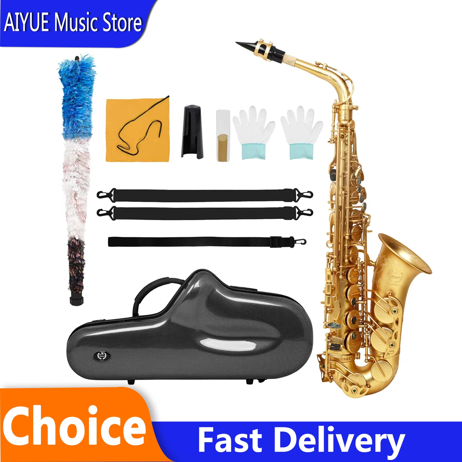 

Музыкальный инструмент M MBAT Sax Eb: альт-саксофон из латуни с ручной гравировкой, золотистый, с перламутровой вставкой, для начинающих, деревянный духовой инструмент с аксессуарами