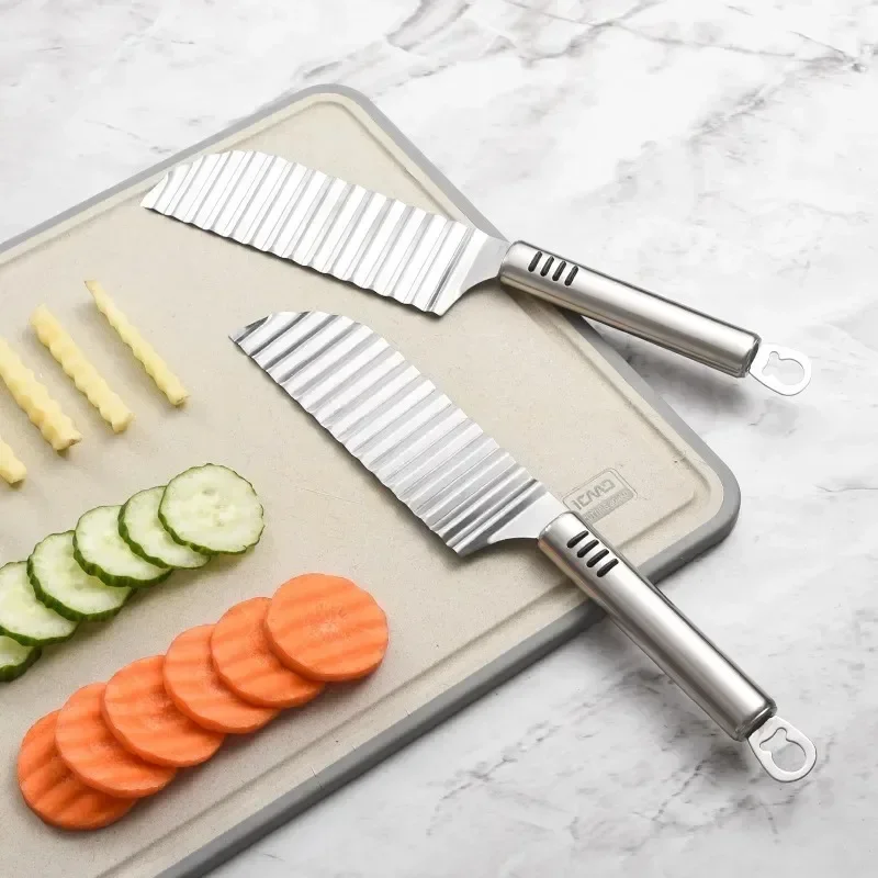 Potato Chip Slicer Dough Vegetable Fruit Crinkle Wavy Slicer Knife Potato Cutter Chopper French Fry Maker Tools