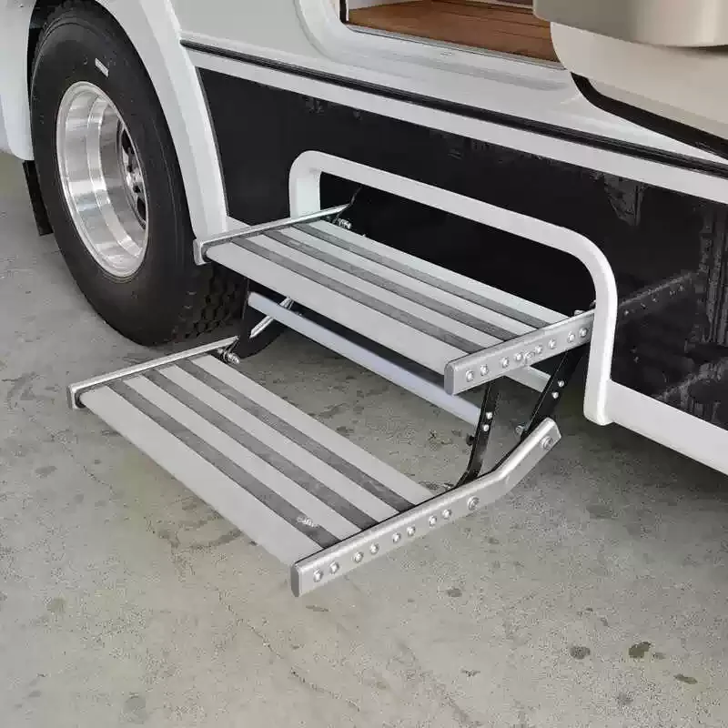 Recreational vehicle foldable step trailer vehicle boarding welcome aluminum alloy manual retractable single layer double layer