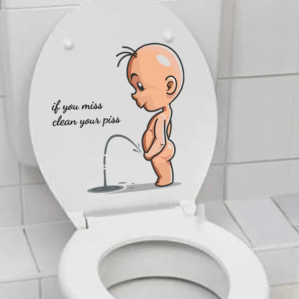 Toilet Lid Decals Toilet Bowl Lid Cover Stickers IF You Miss Clean Your Piss Bathroom Signs Toilet Decals