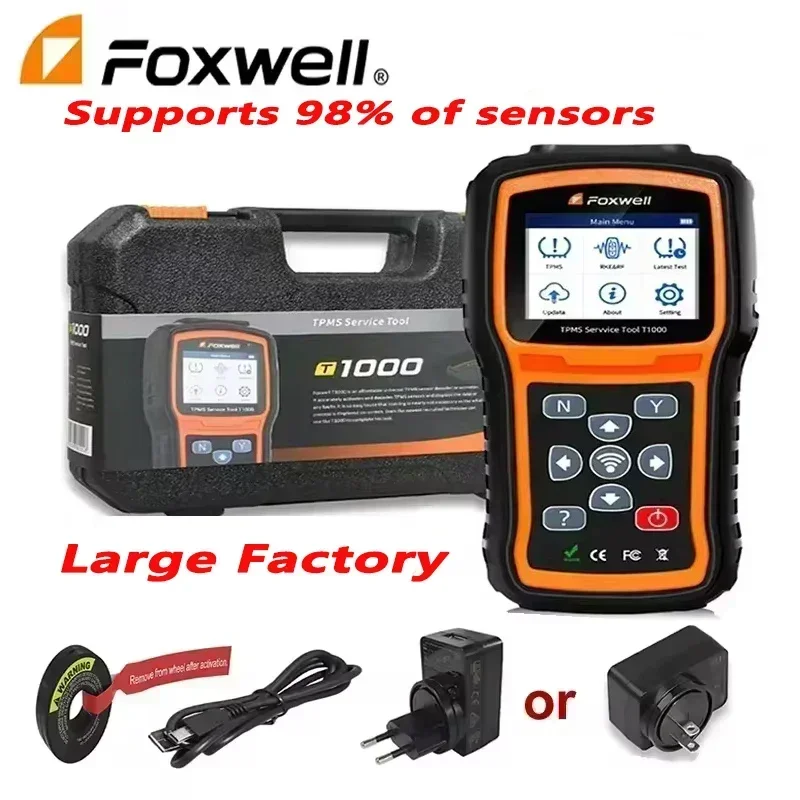 Foxwell T1000 TPMS Tool learning for 98%Sensors Programming  RF Key FOB Tire Pressure Monitoring System Auto Tester PK TS601