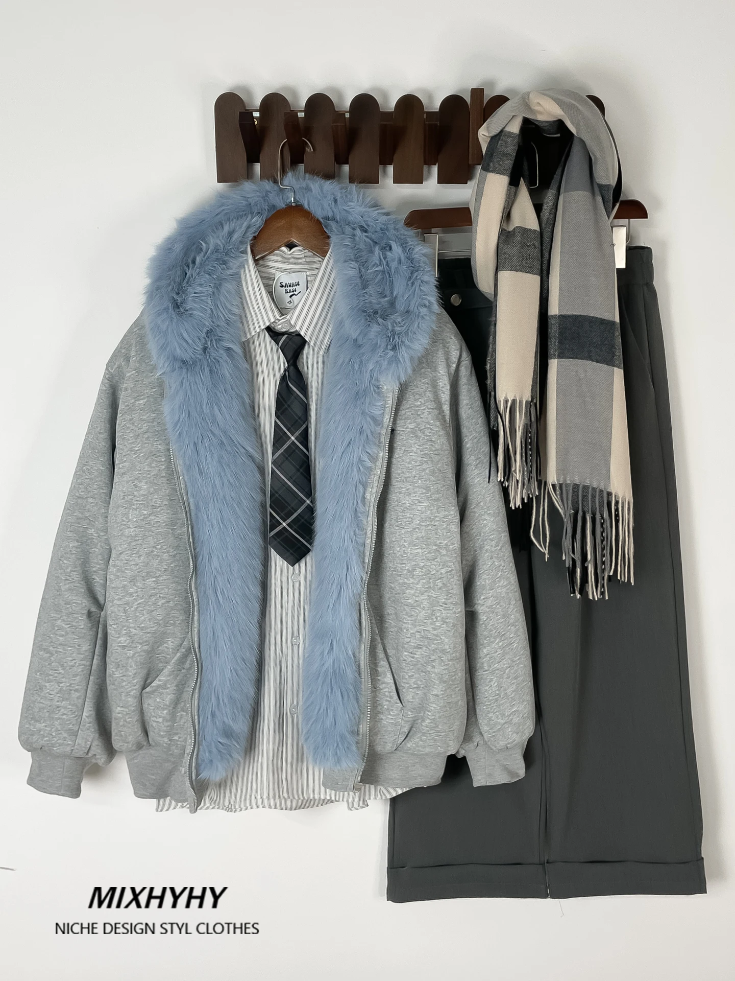 MIXHYHY الأمريكية الرجعية ort القطن Jaet الرجال وهمية الفراء طوق ثي معطف الشتاء الدافئ الشباب عادية طويلة Sve هوديي #1