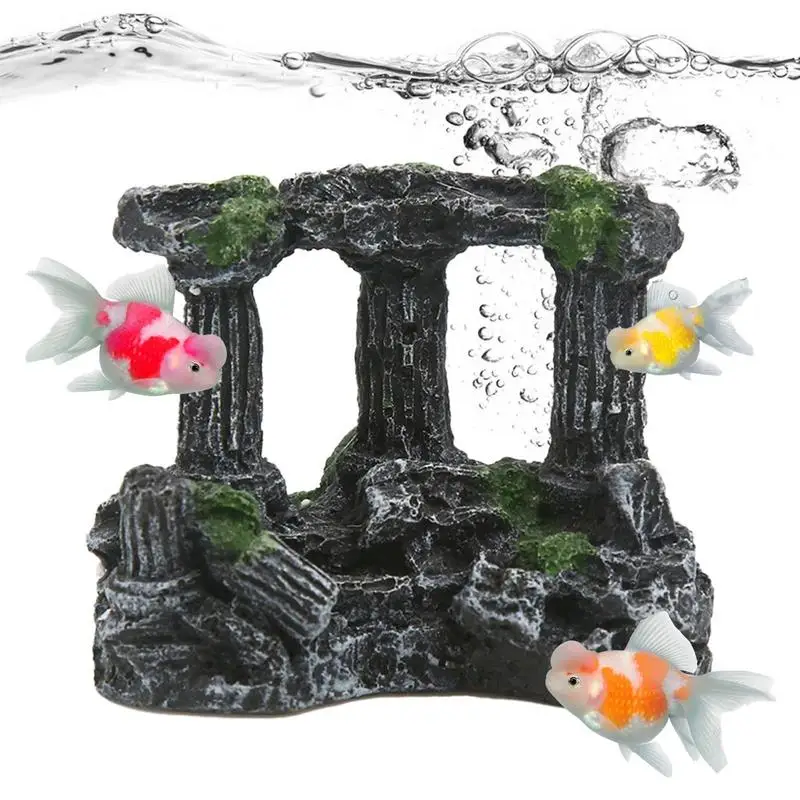 Resin Roman Column Aquarium Decorations Artificial Roman Column Ruins European Castle Ornaments For Fish Tank Landscape Decor