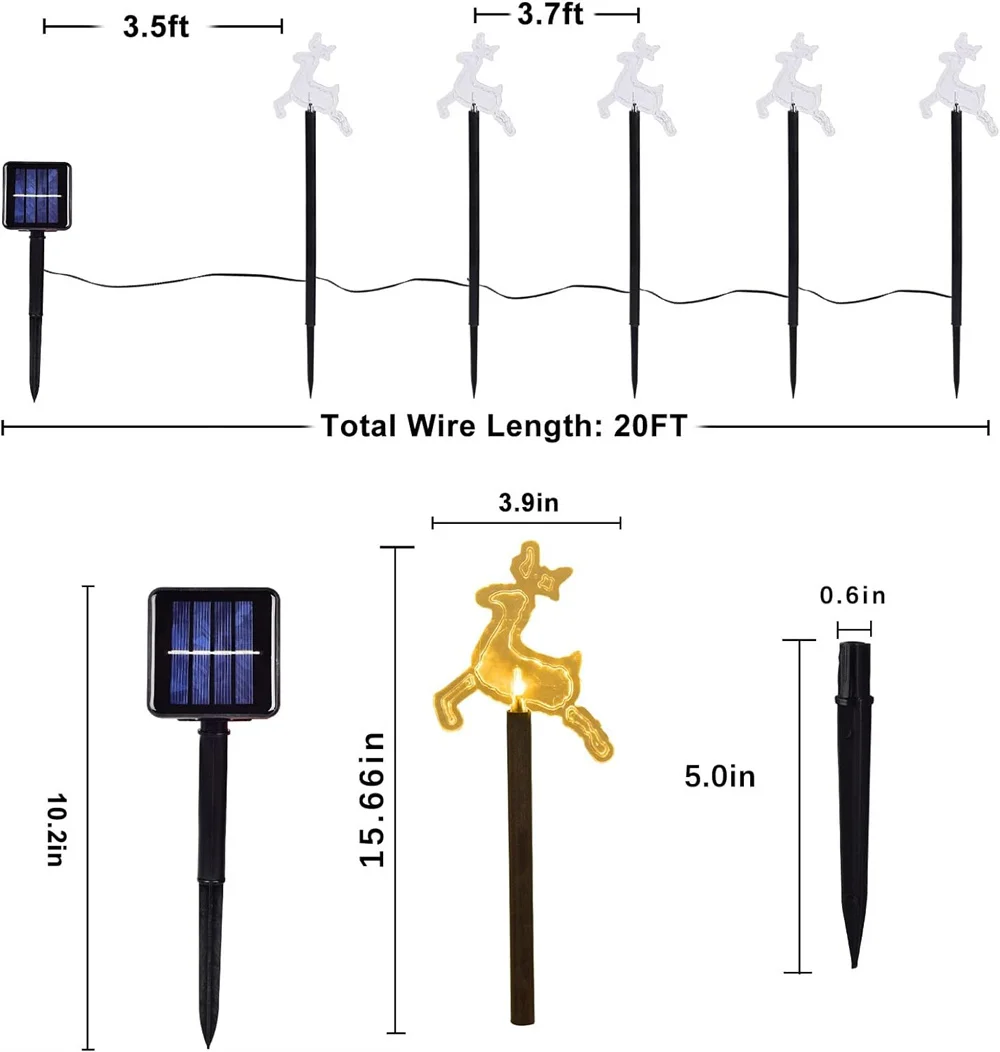 Imagem -06 - Christmas Fawn Solar Stake Lights Impermeável Paisagem Caminho Decorações de Natal Luzes Led Gramado 542 Pcs