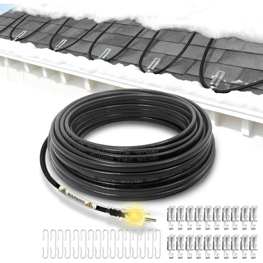 

85 Ft. 120 V Ice Dam andPipe Freeze Protection Gutter Heat Cable with 10 ft Power Cold-Lighted Plug Electric Heat Tape 7 W/Ft w