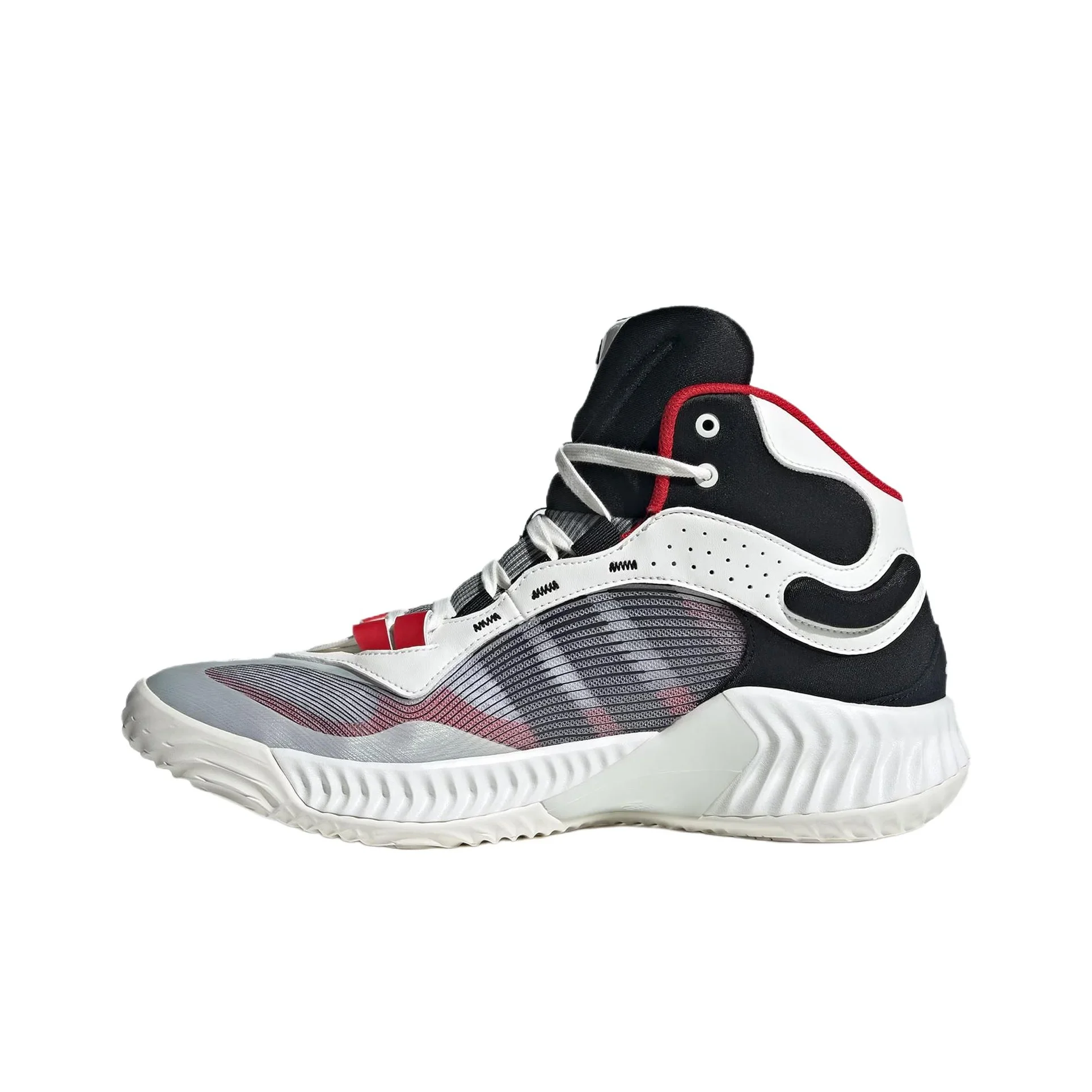 Adidas Cushioning, Wear Resistant Mid top Basketball Shoes Unisex White Red JH8078