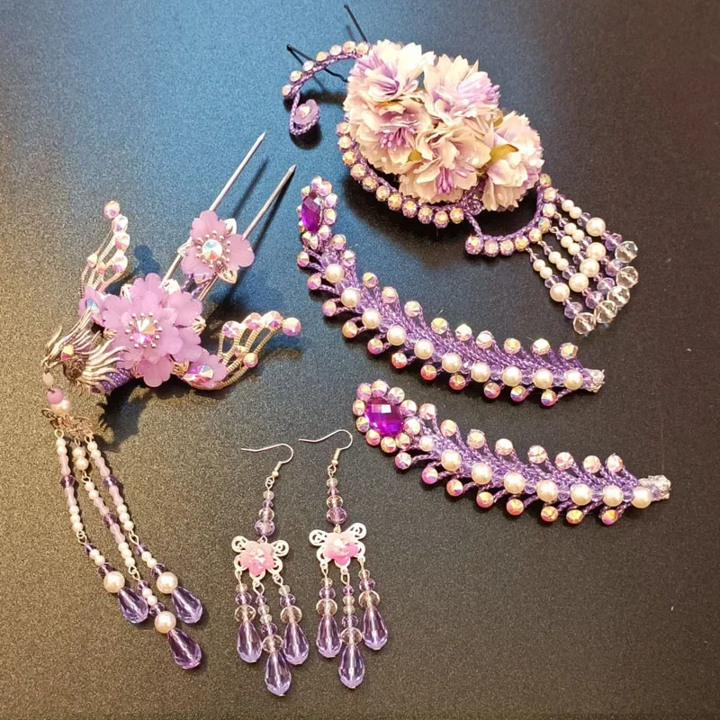 Delicado vintage chinês han traje headwear ópera chinesa, huangmei, ópera comantonesa, phoenix cauda colorido esmalte conjunto cocar