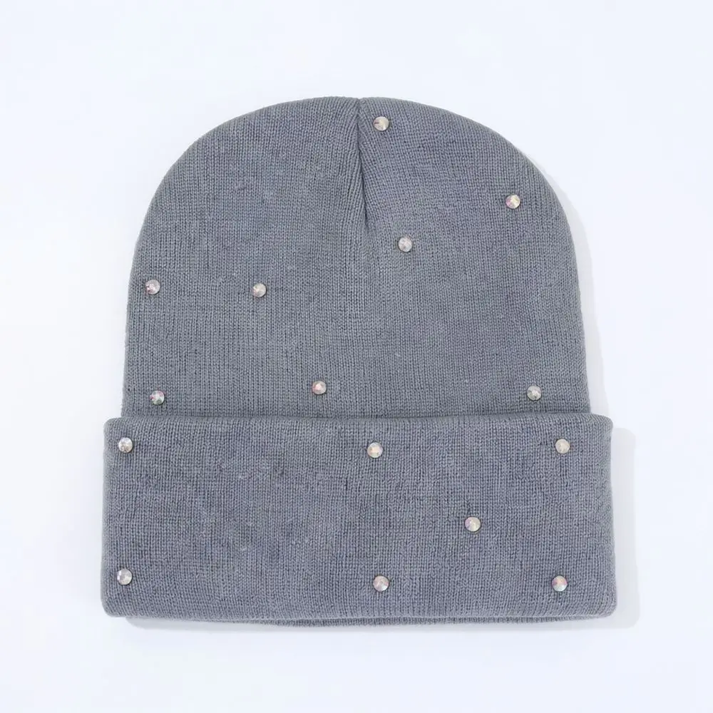 Cozy Knitted Beanie Cap For Women Warm Winter Hat With Shiny Snowflake Decor Elastic Soft Breathable Windproof Headwear
