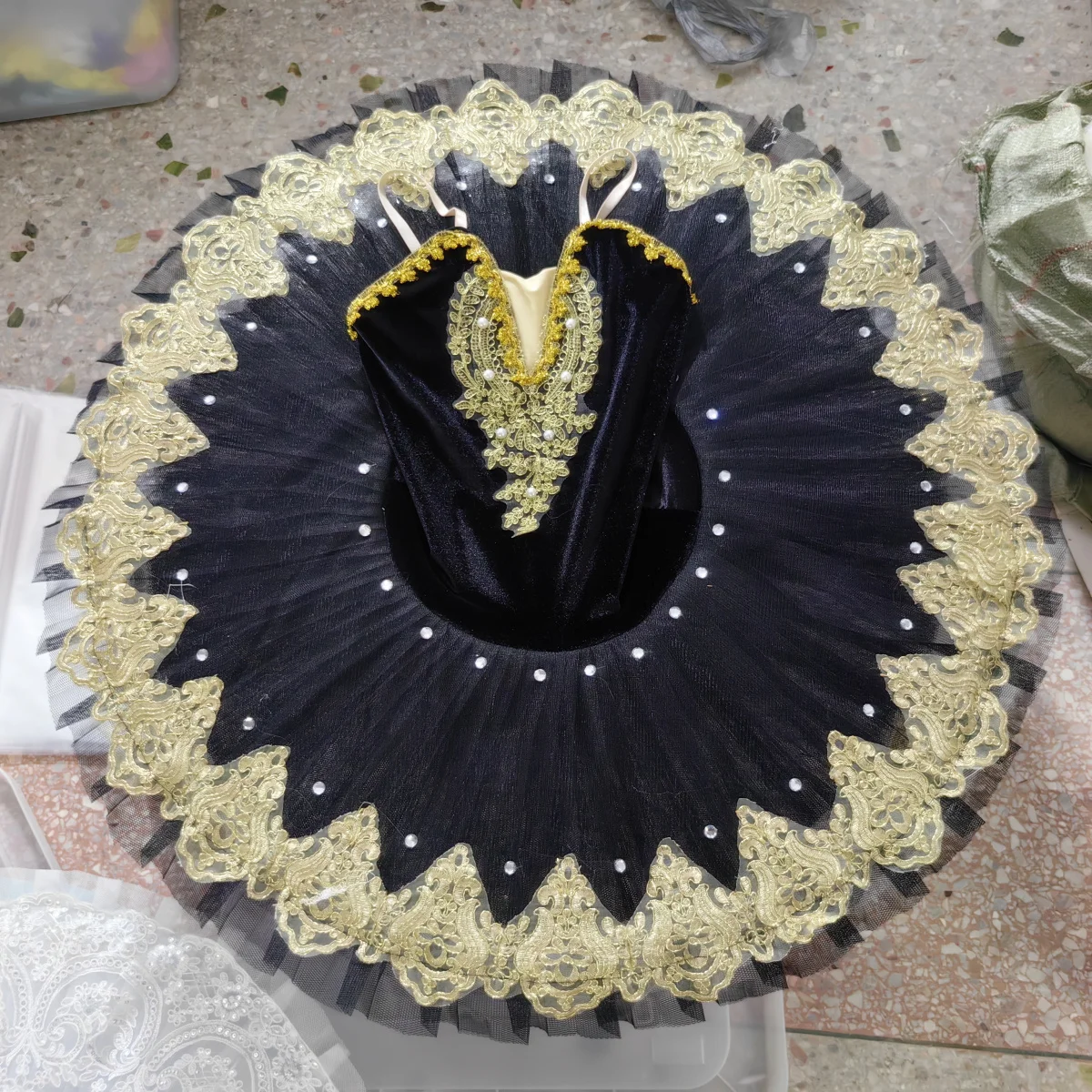 

Ballet Tutu Skirt Black Velvet Top Adult Women White Swan Lake Costumes Professional Ballerina Performance Clothes For Kids