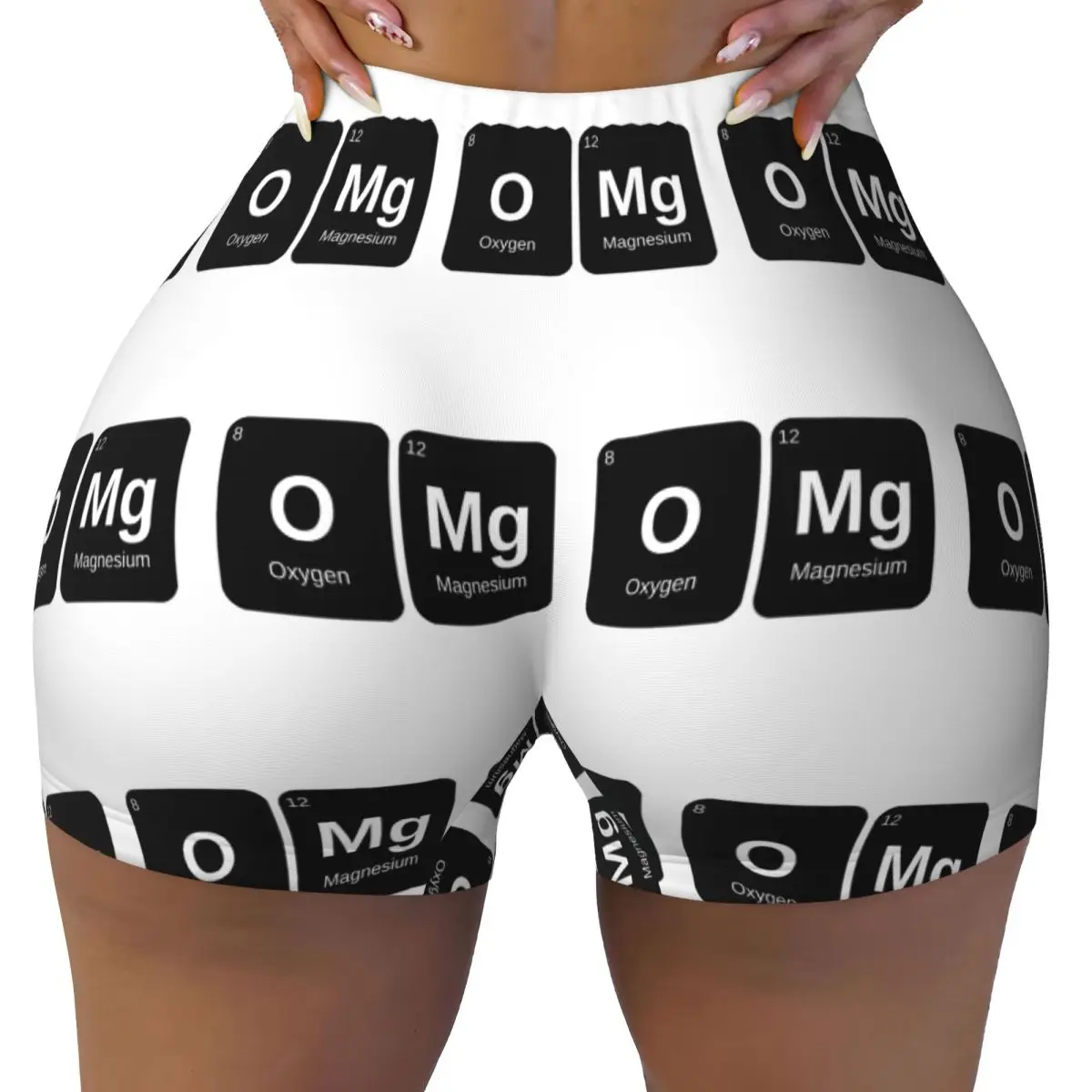 Benutzerdefinierte OMG Periodensystem Frauen Gym Workout Laufshorts Athletic Volleyball Biker Yoga Shorts