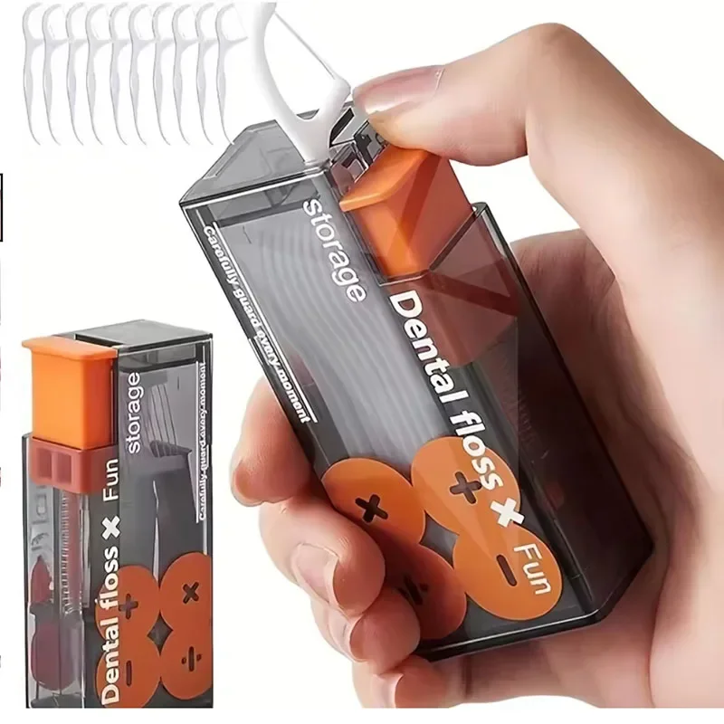 Portable Floss Dispenser Includes 10Pcs Floss Automatic Ejectable Floss Organiser Oral Care Press-on Disposable 1/2/5 Box