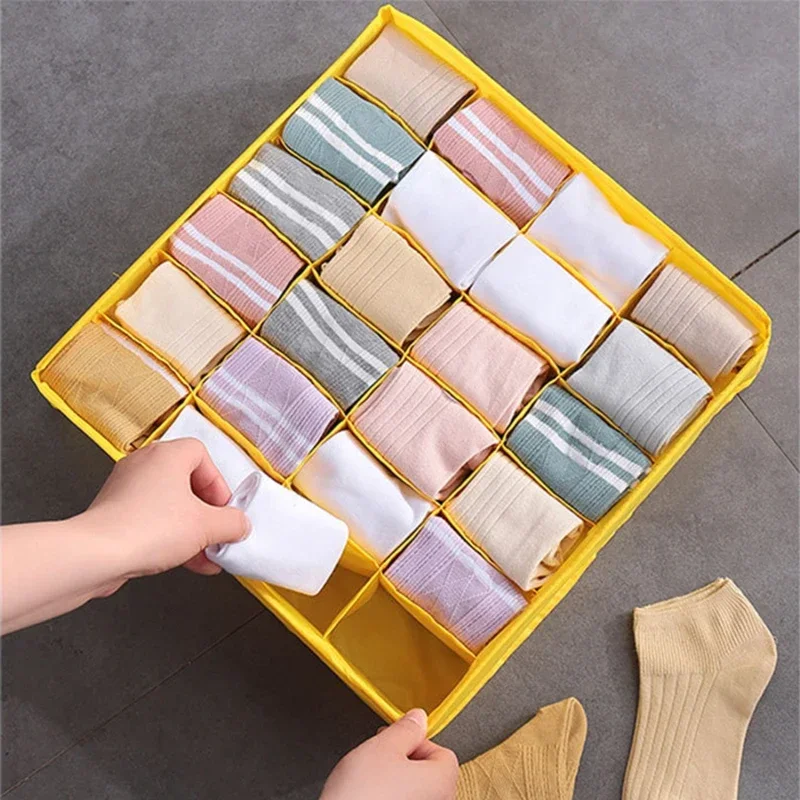 Storage Box With 6 Compartments Underwear Finishing Foldable Wardrobe Drawer Polyester Easy to Organize without Cover