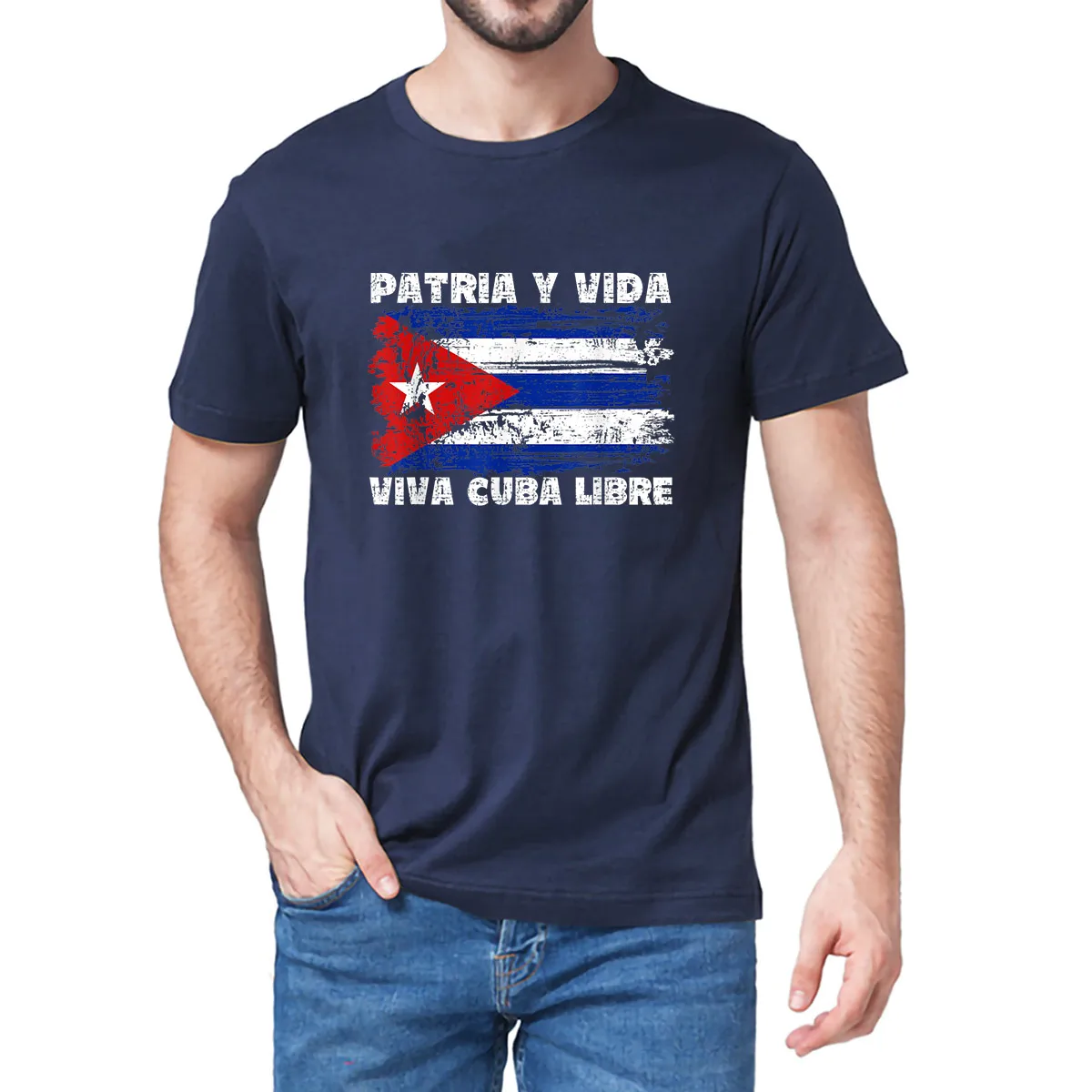 100% Cotton Viva Cuba Libre Patria Y Vida Clothes Cuba Flag Cuban Revolution Vintage Summer Men's Novelty T-Shirt Women Casual