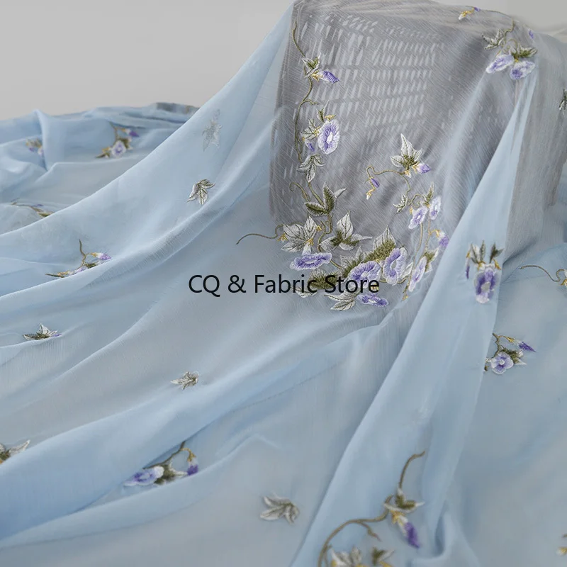 

Exquisite Chinese Style Embroidered Chiffon Fabric for Clothing and Formal Dress Designer
