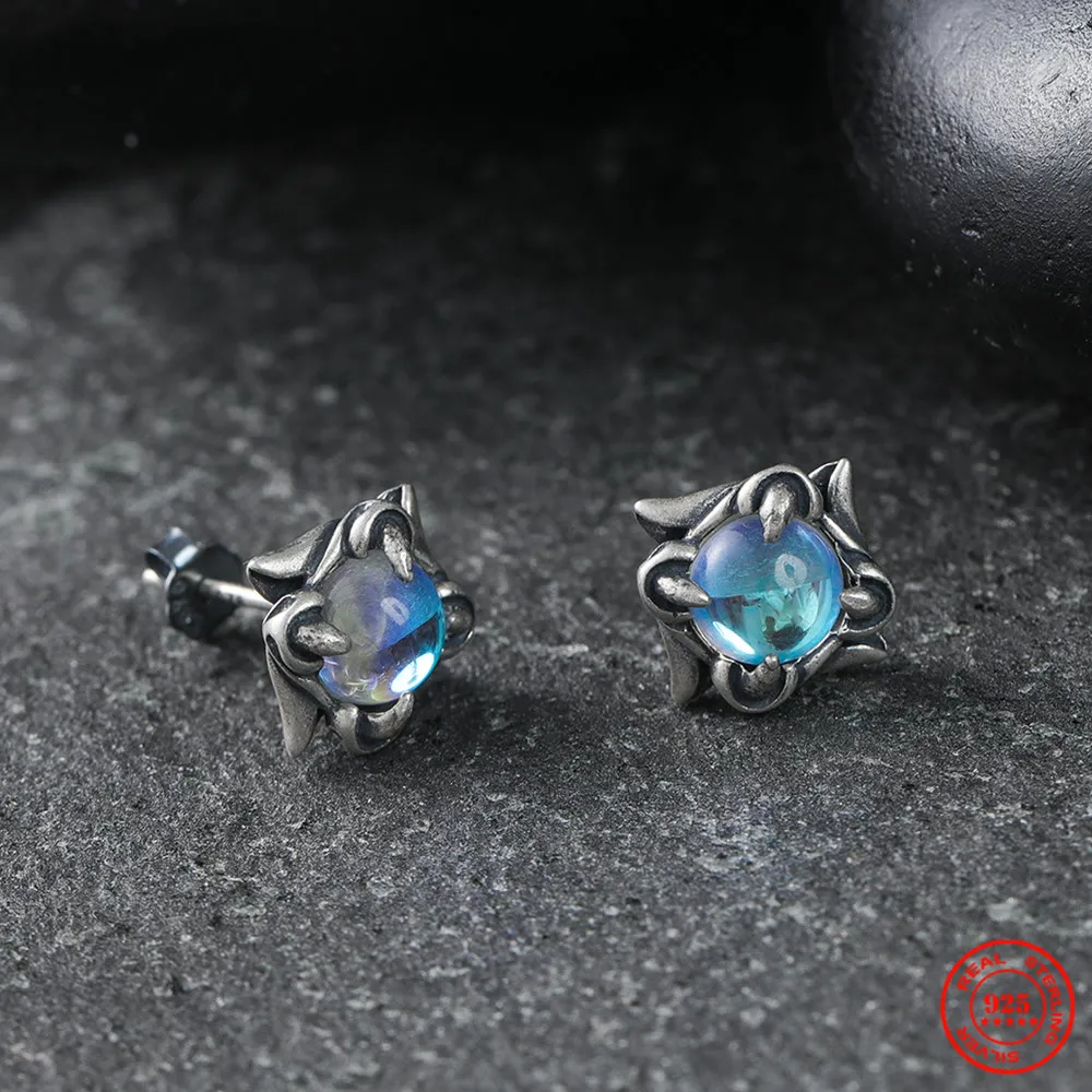

MKENDN Gothic Style 100% 925 Sterling Silver Creative Retro Evil Claws Eyes Stud Earring For Men Women Punk Street Jewelry