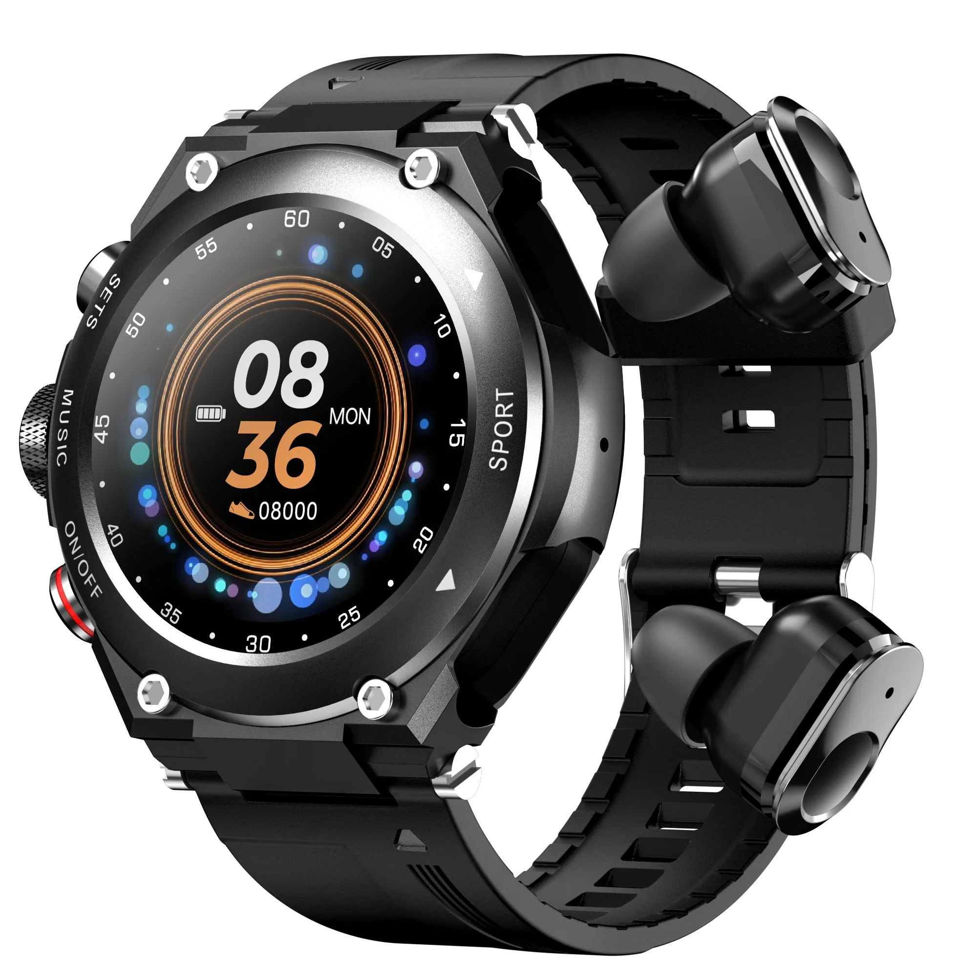 Hot Sell Fashion Waterproof Wireless Headphone 2 in 1 Smart Watch With Earbuds