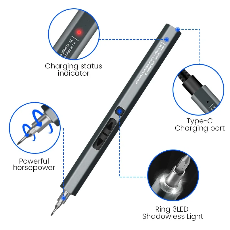 005 Electric Screwdriver Set 50 In 1 Precision Screw Bit Type-C Data Port Screw Driver Kit Household Repair Laptop Power Tool