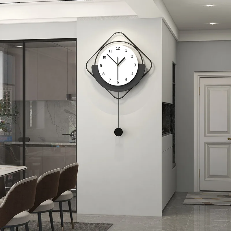 Modern Wall Clock Geometric Pendulum Clocks Metal Silent Swing Wall Watch Minimalist Creative Home Decor Clocks for Living Room