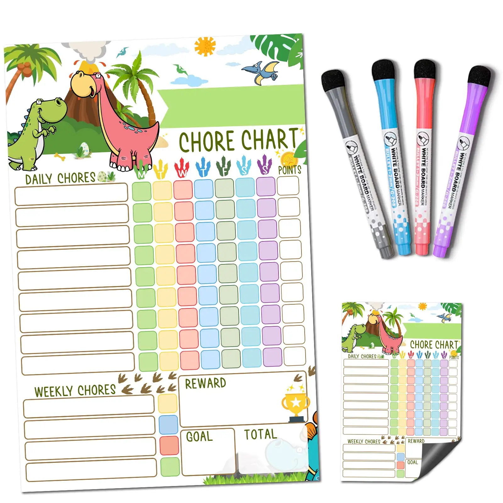 New Magnetic Unicorn Kids Chore Chart Child Note Board Dinosaur Refrigerator Stickers Reusable Memo Checklist Home Schedule