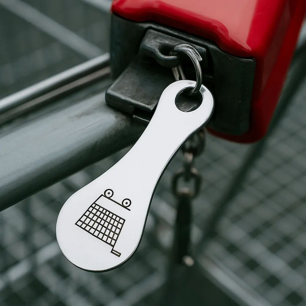 GEKTIMER عربة التسوق رمز عربة مفتاح المفاتيح عملة ربع البقالة سوبر ماركت حامل كيرينغ حلقة معدنية تغيير فتح العملات المعدنية